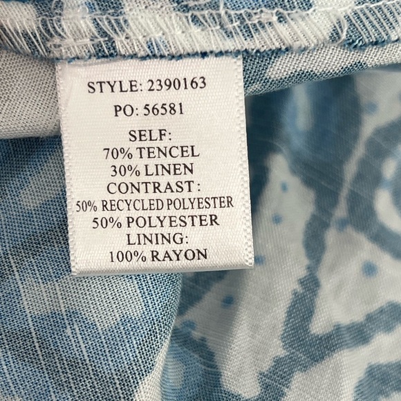 Current Air Blue and White Floral Midi Dress Crochet Accent Belted Pockets Small - Picture 12 of 14